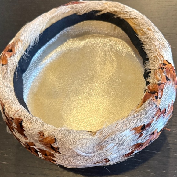 Strictly From Unger New York Chic Bowl Feathered Women\'s Hat in Cream and Brown main image 3